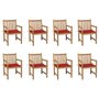 VIDAXL Chaises de jardin 8 pcs avec coussins rouge Bois de teck massif