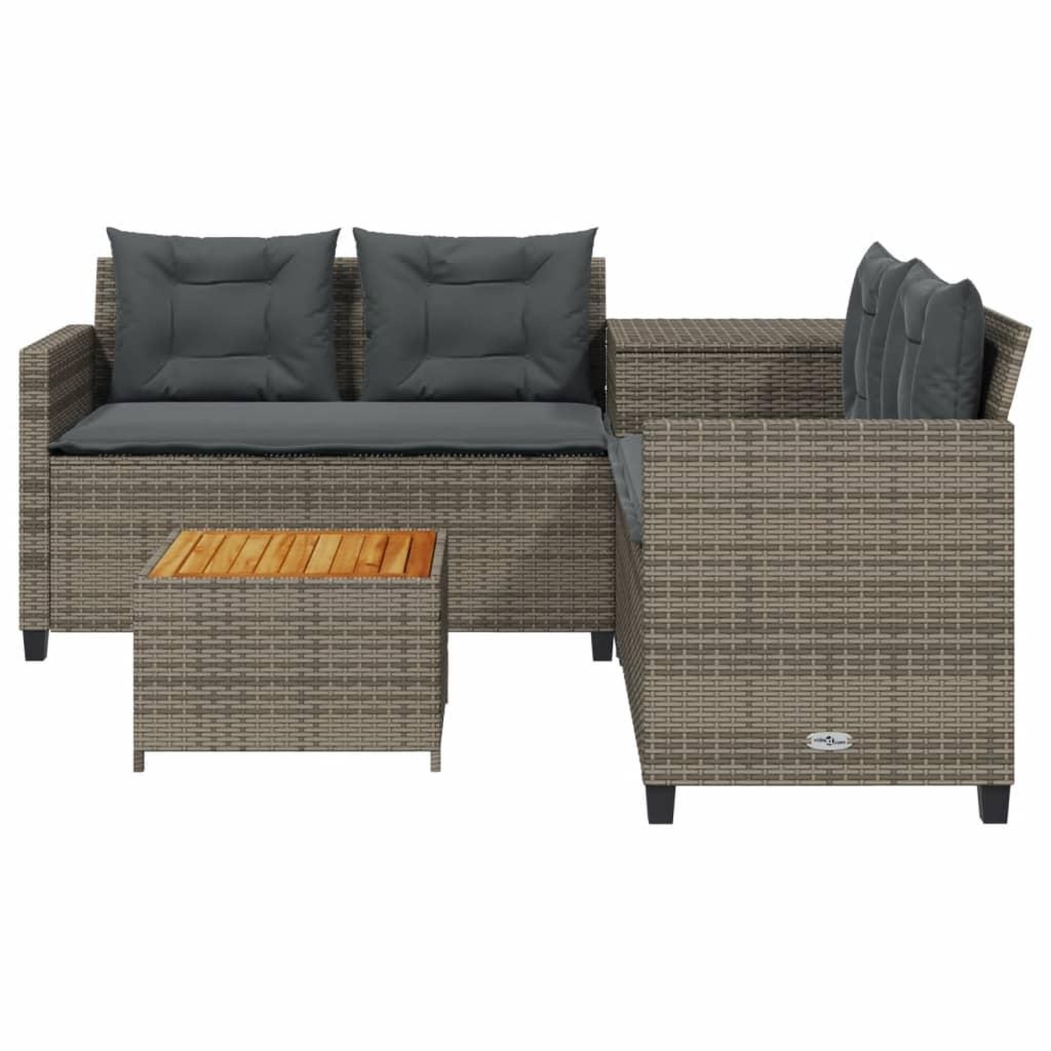 Voir la diapositive 4 : VIDAXL Canape de jardin avec table et coussins en forme de L gris