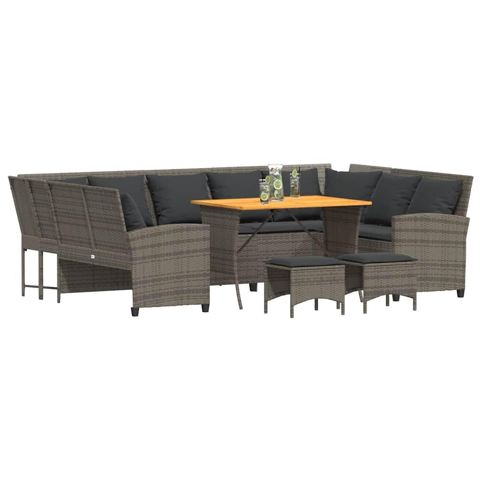 Voir la diapositive 4 : VIDAXL Salon de jardin 4 pcs avec coussins gris resine tressee