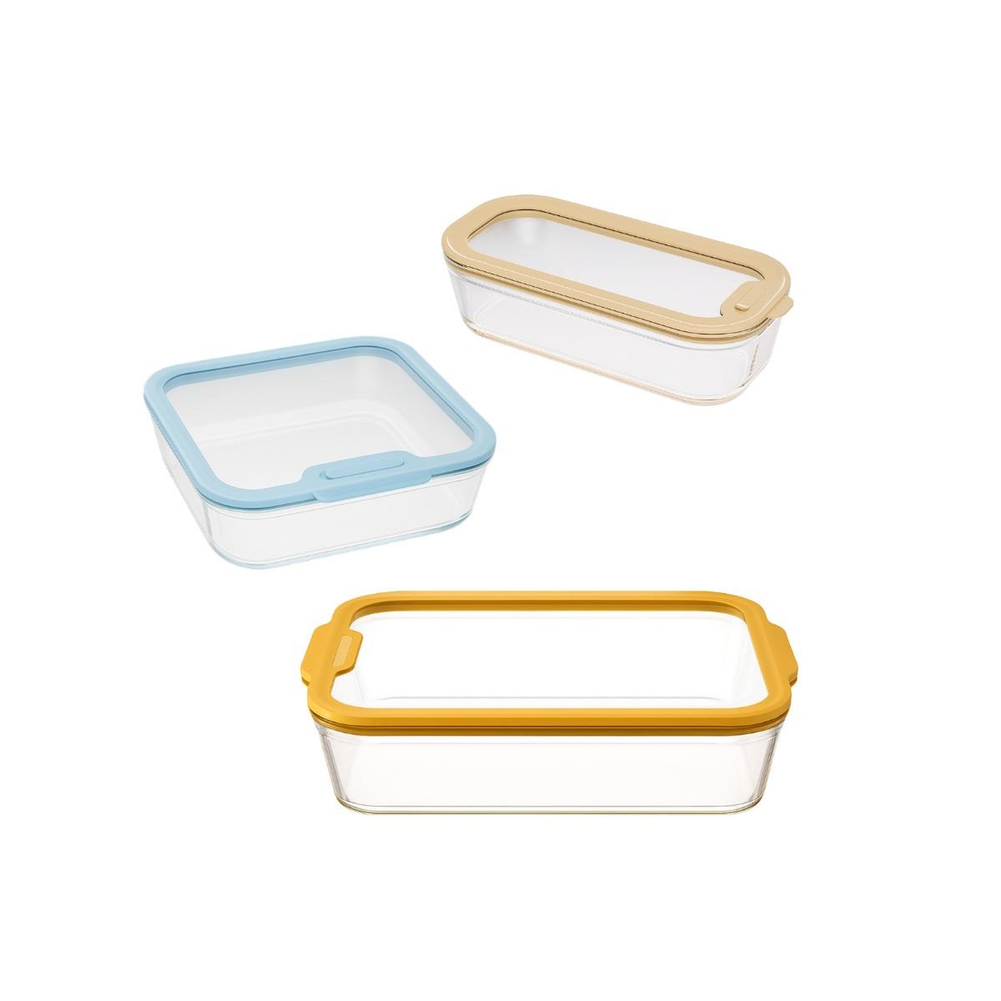 PEBBLY Set 3 boites alimentaires 0.56 / 1.37 / 3.85l en verre - 40-PKV090