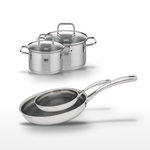 ELO Lot de 2 Poêles 24/28cm et 2 Faitouts 12/14cm Elo Relief Evolution