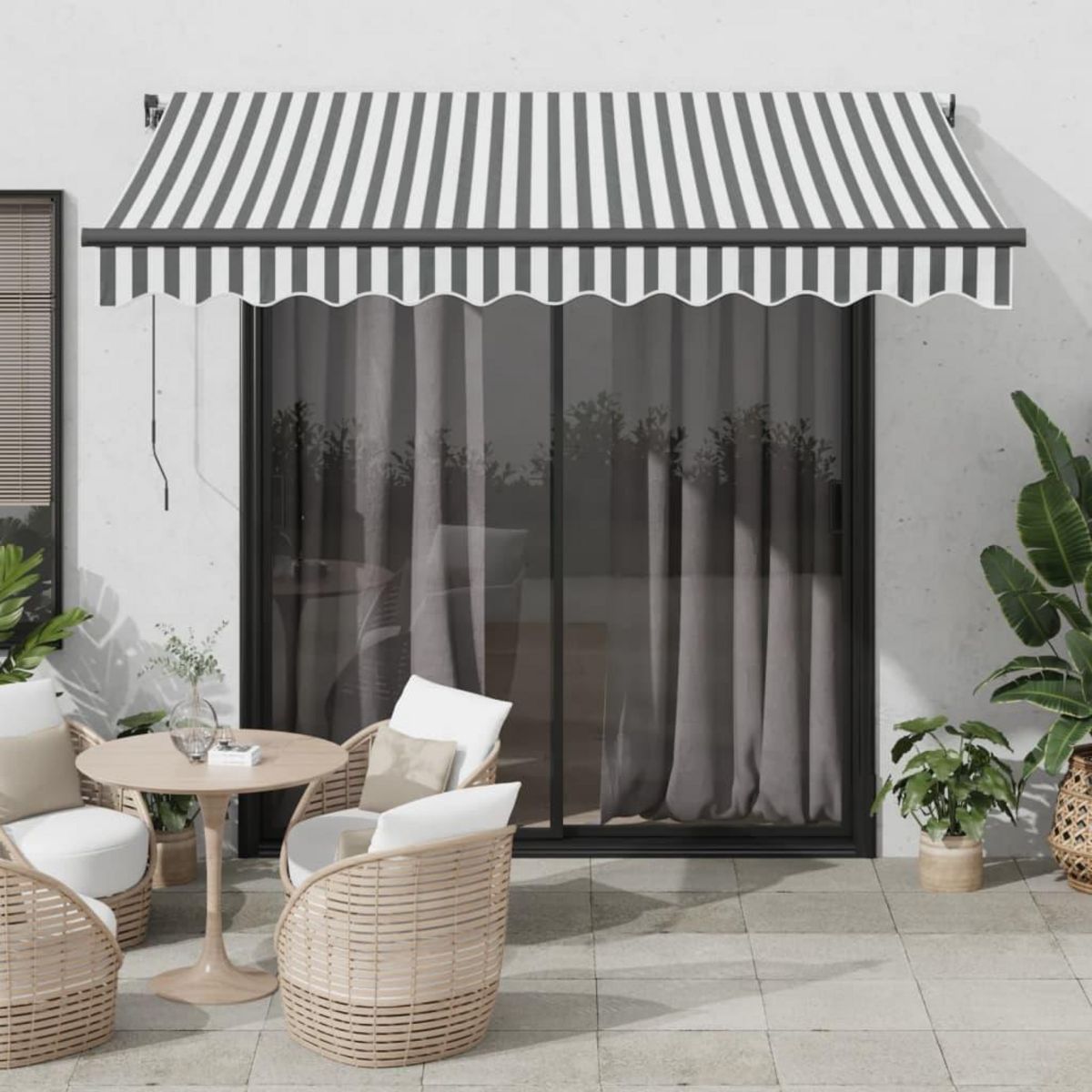 VIDAXL Auvent retractable automatique anthracite et blanc 300x250 cm
