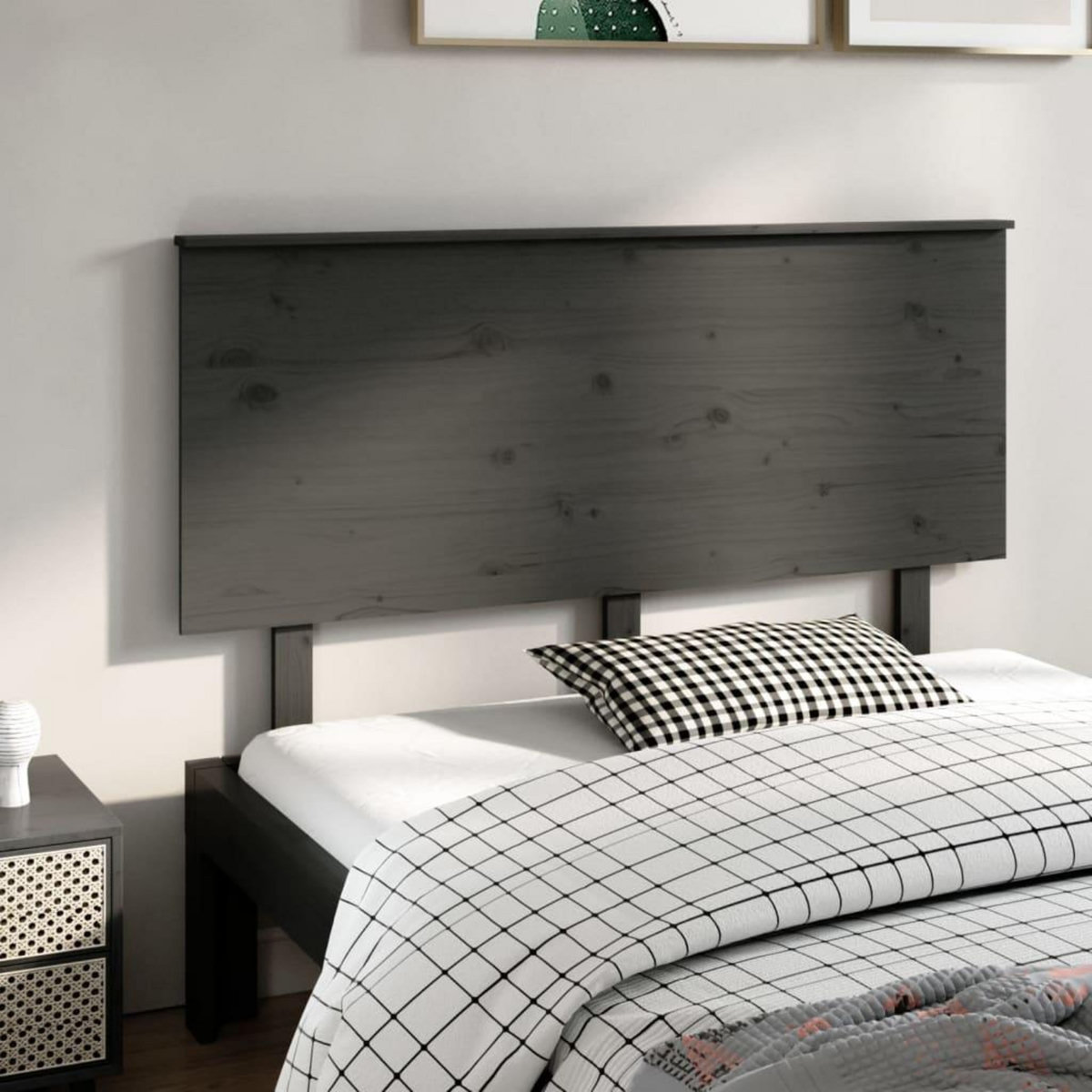 VIDAXL Tete de lit Gris 144x6x82,5 cm Bois massif de pin