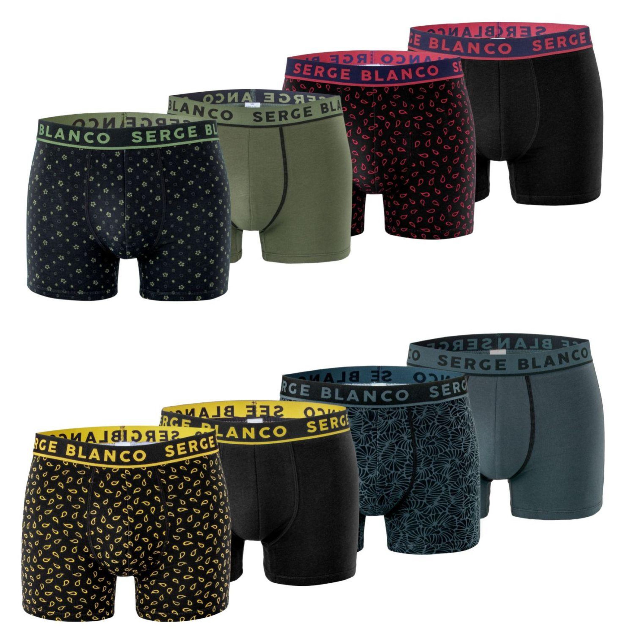 SERGE BLANCO Lot de 8 boxers homme Casual Serge Blanco. Coloris disponibles : Noir