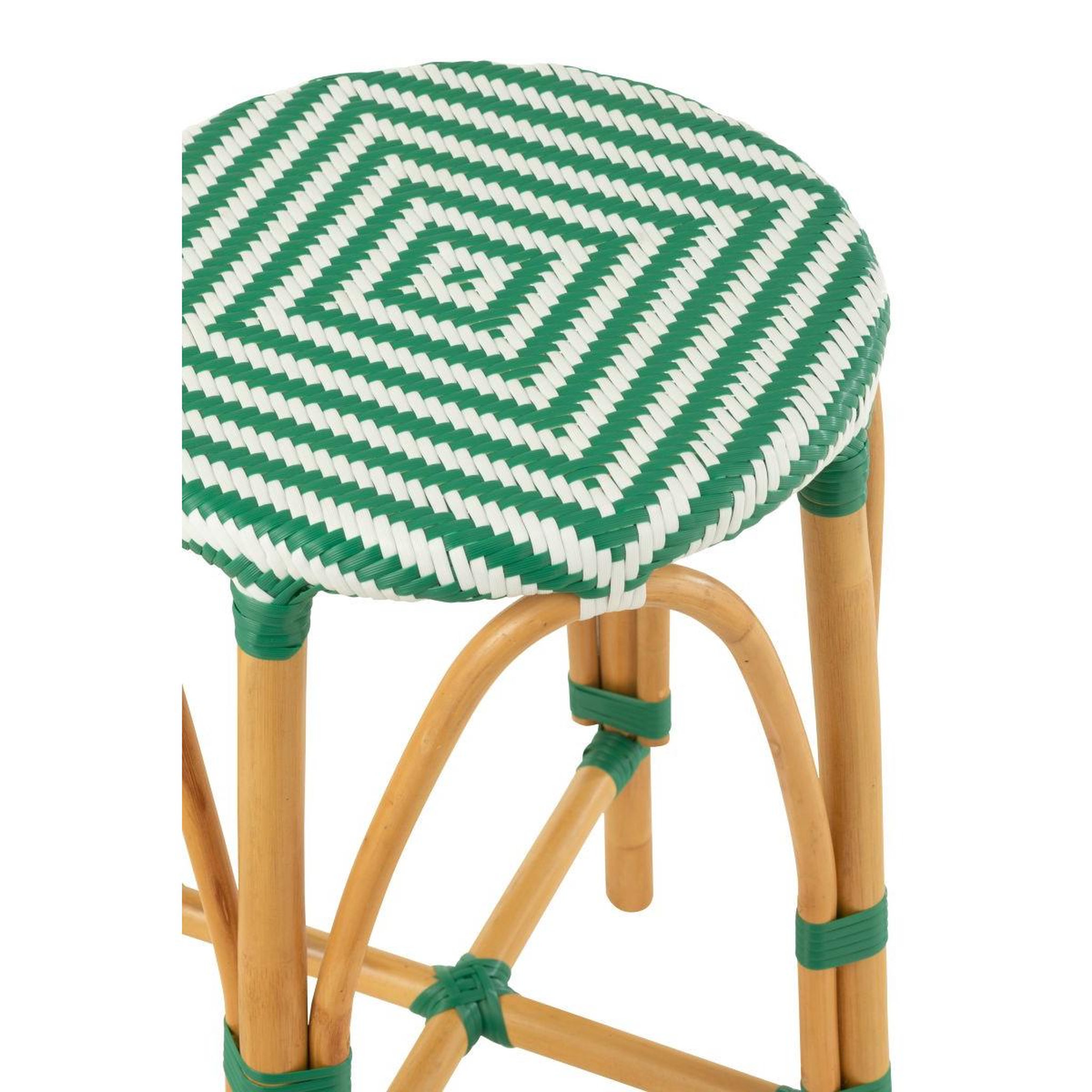 Voir la diapositive 3 : J-LINE Tabouret de bar en rotin  danial  65cm vert foncé