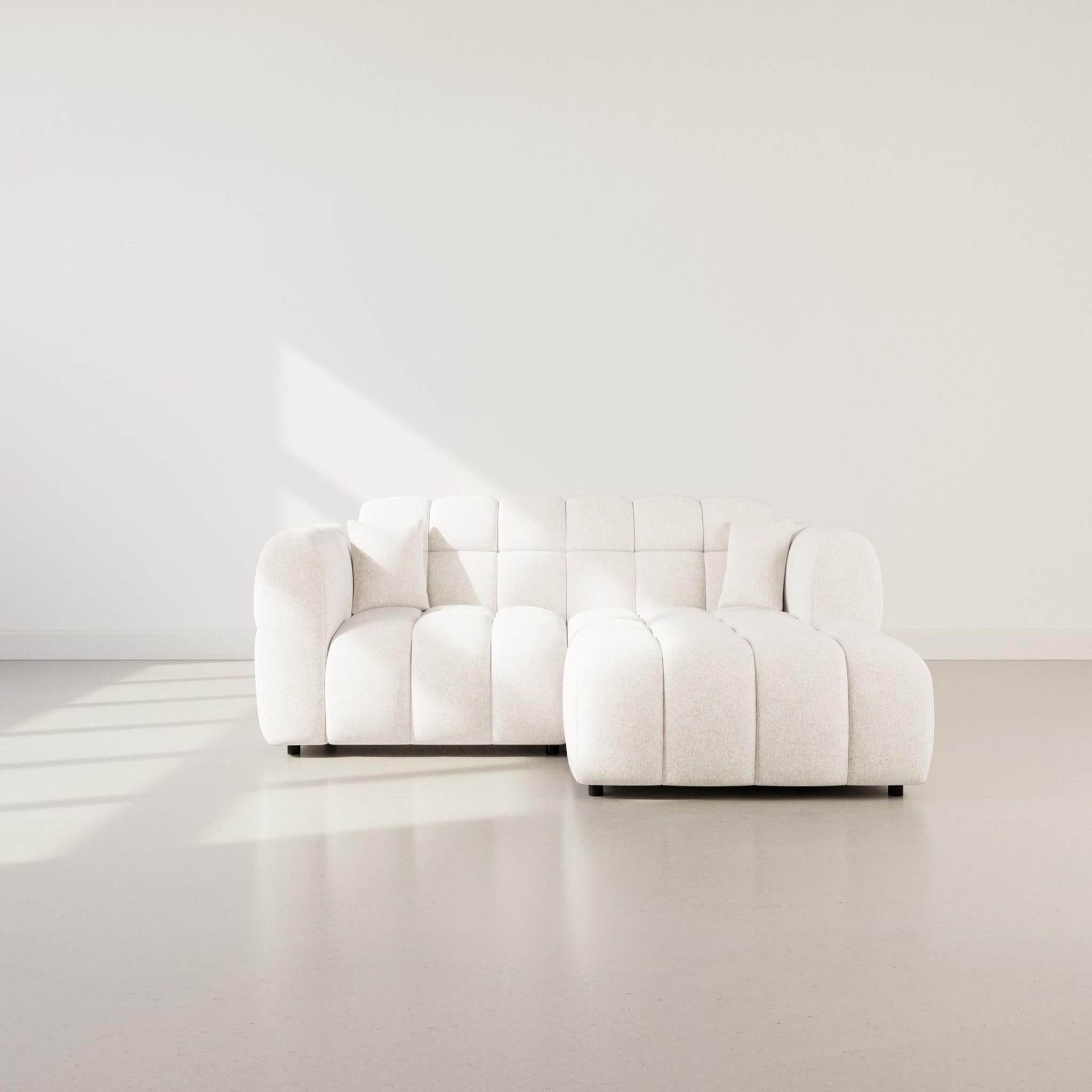Voir la diapositive 2 : BEST MOBILIER Mini ray - canapé d'angle droit 4 places en tissu texturé