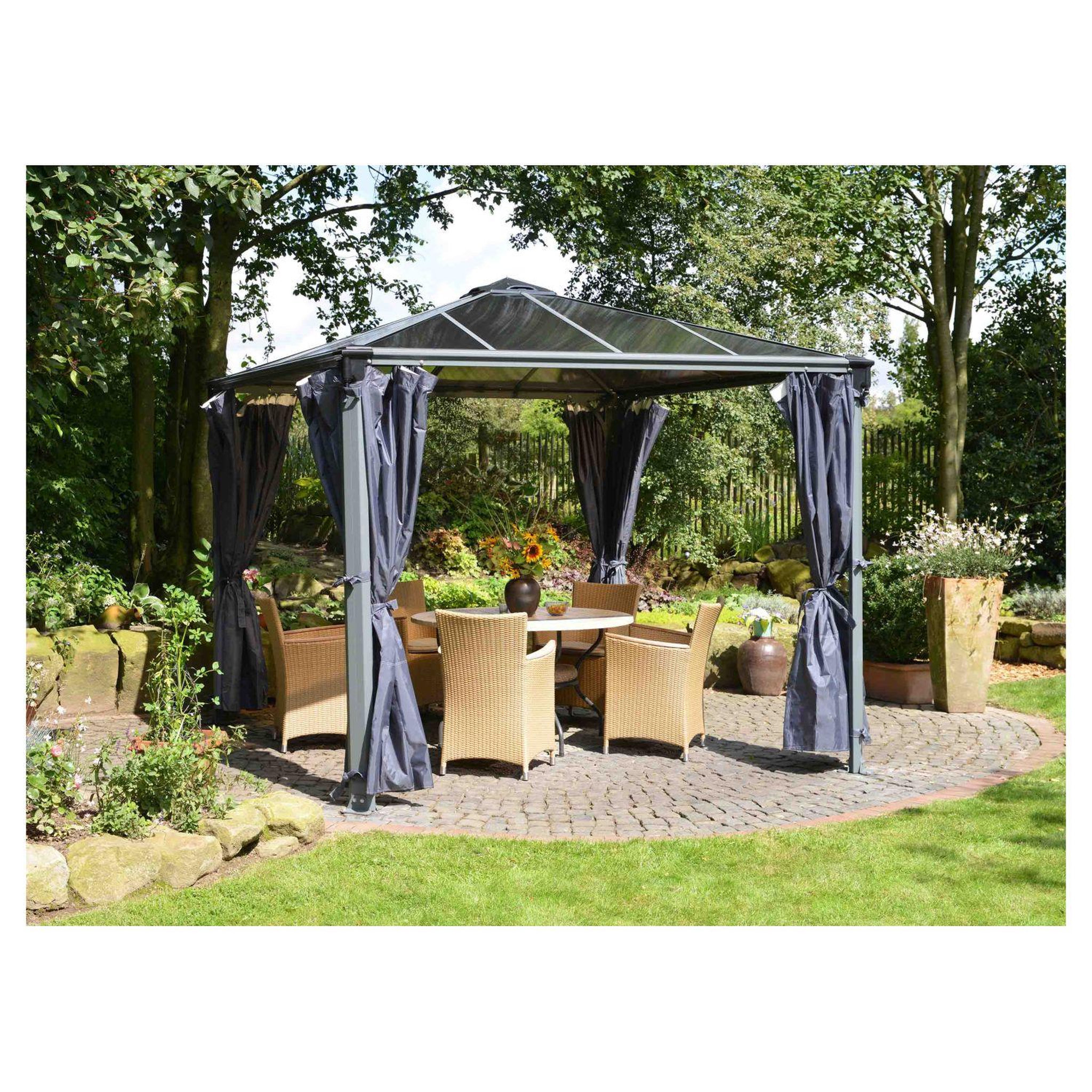 Voir la diapositive 2 : CHALET&JARDIN Lot de 4 Rideaux pour tonnelle de jardin gris