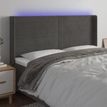 VIDAXL Tete de lit a LED Gris fonce 203x16x118/128 cm Velours