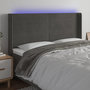Voir la diapositive 1 : VIDAXL Tete de lit a LED Gris fonce 203x16x118/128 cm Velours
