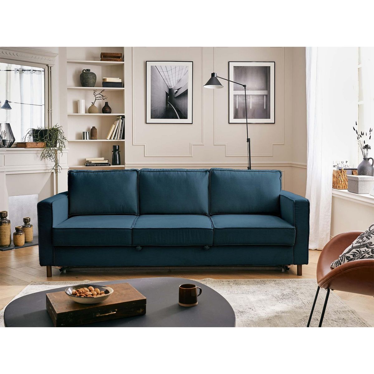 LISA DESIGN Jake - canapé 3 places - convertible - en velours côtelé