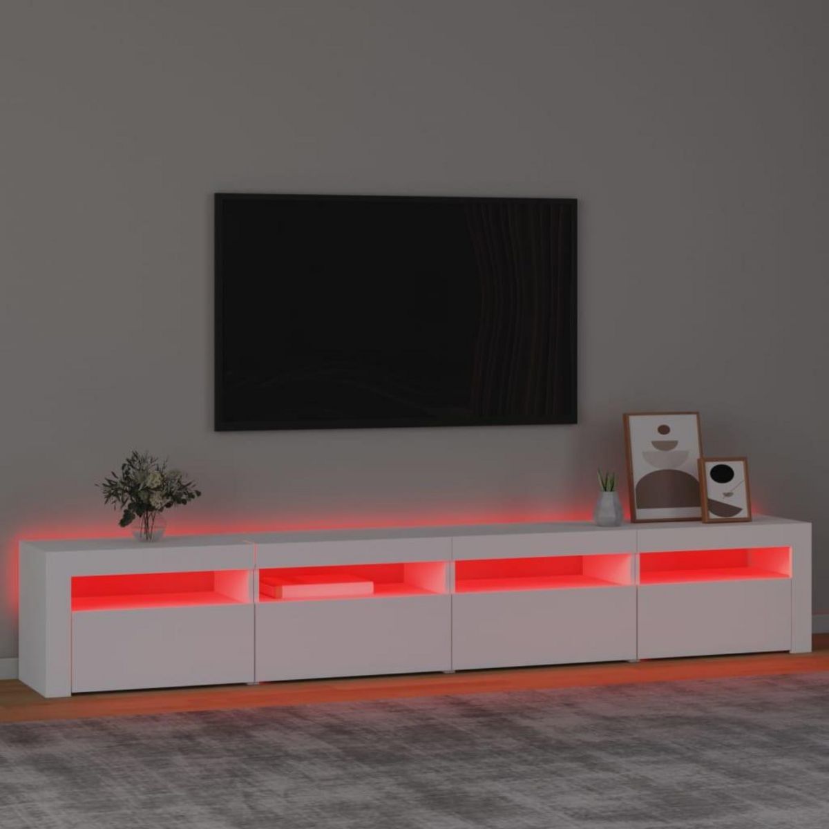 VIDAXL Meuble TV avec lumieres LED Blanc 240x35x40 cm