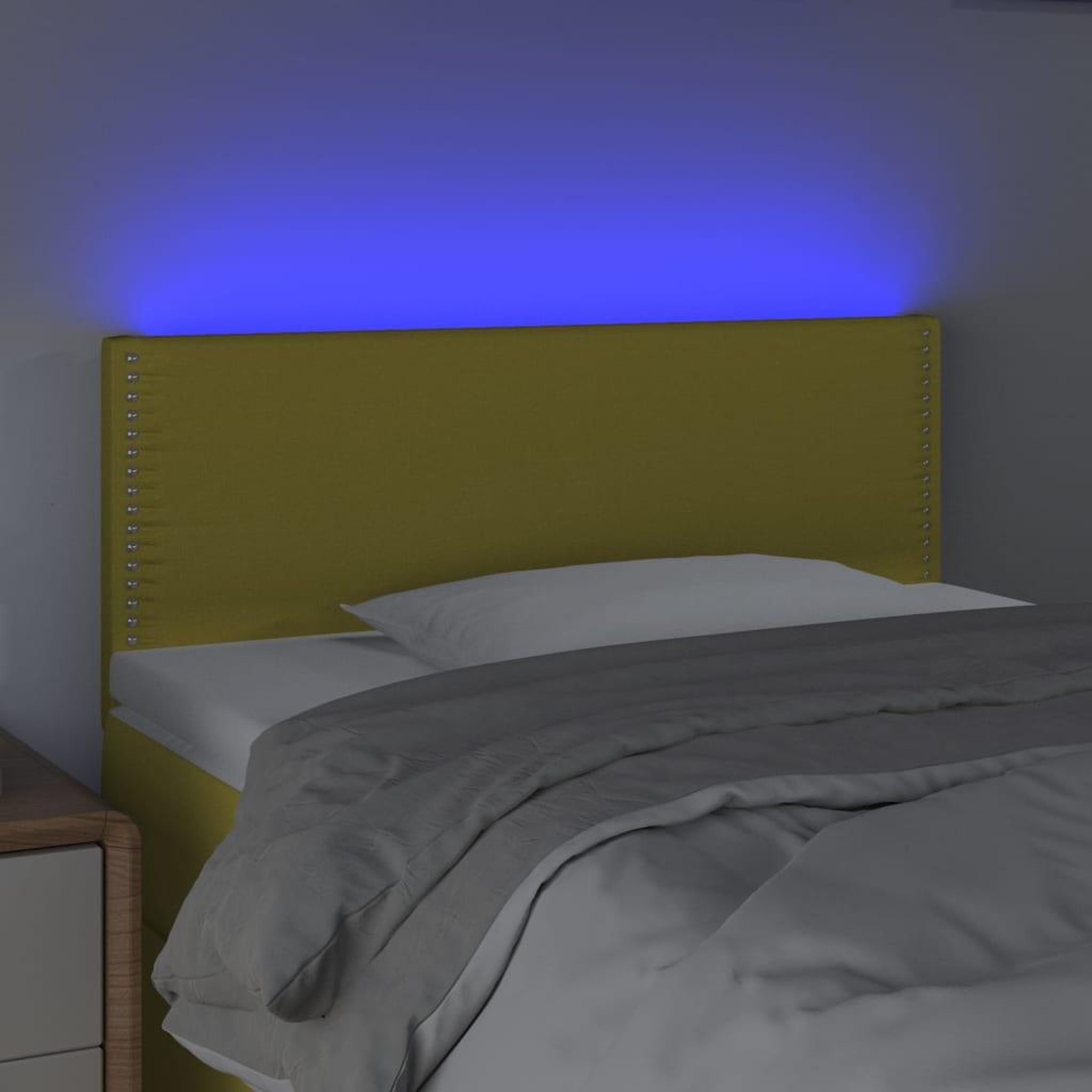 Voir la diapositive 3 : VIDAXL Tete de lit a LED Vert 100x5x78/88 cm Tissu
