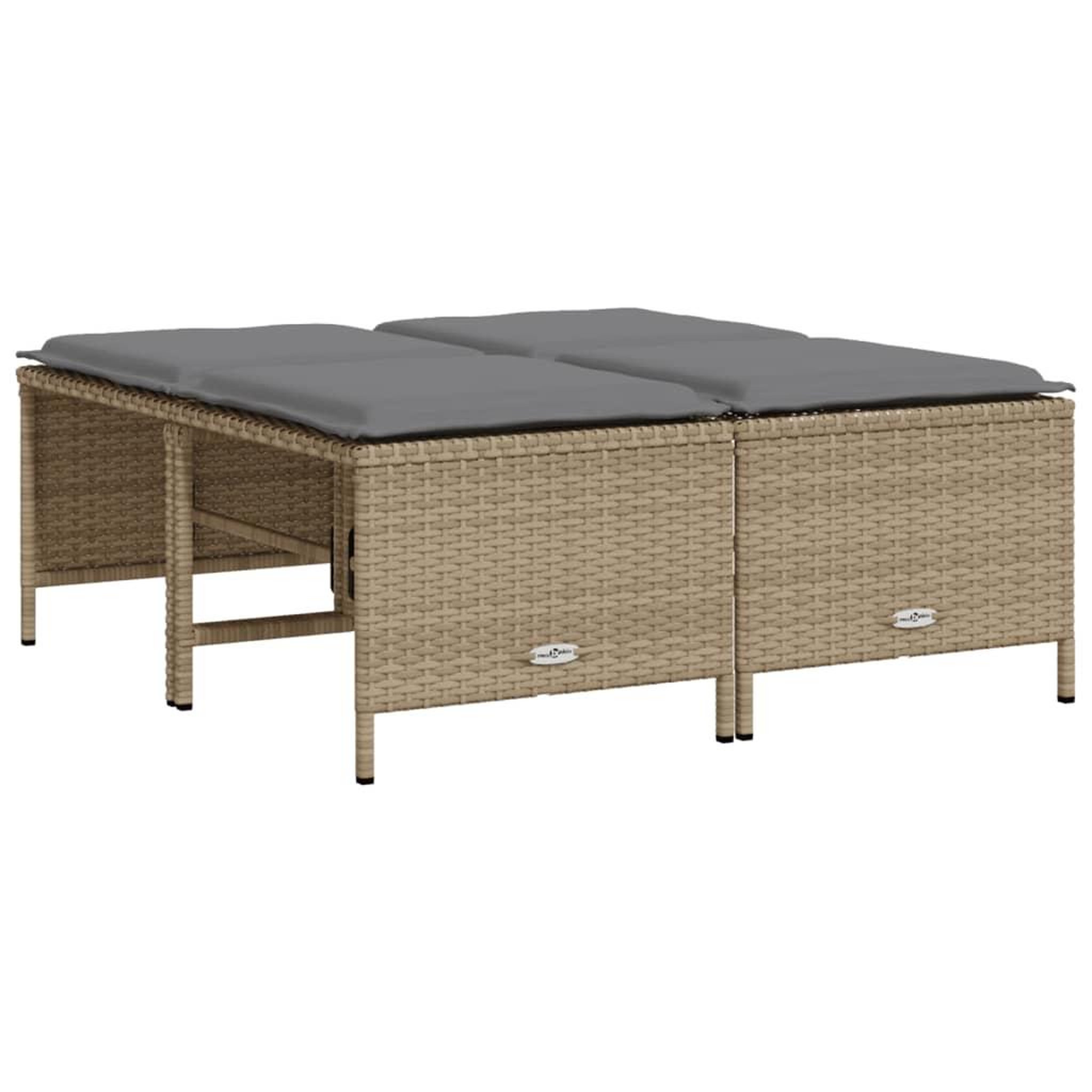 Voir la diapositive 4 : VIDAXL Salon de jardin avec coussins 5 pcs beige resine tressee
