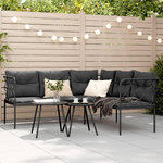 VIDAXL Canape de jardin avec coussins forme de L noir acier textilene