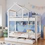 Voir la diapositive 2 : MERAX Lit superposé 90x200cm bois et mdf coloris blanc