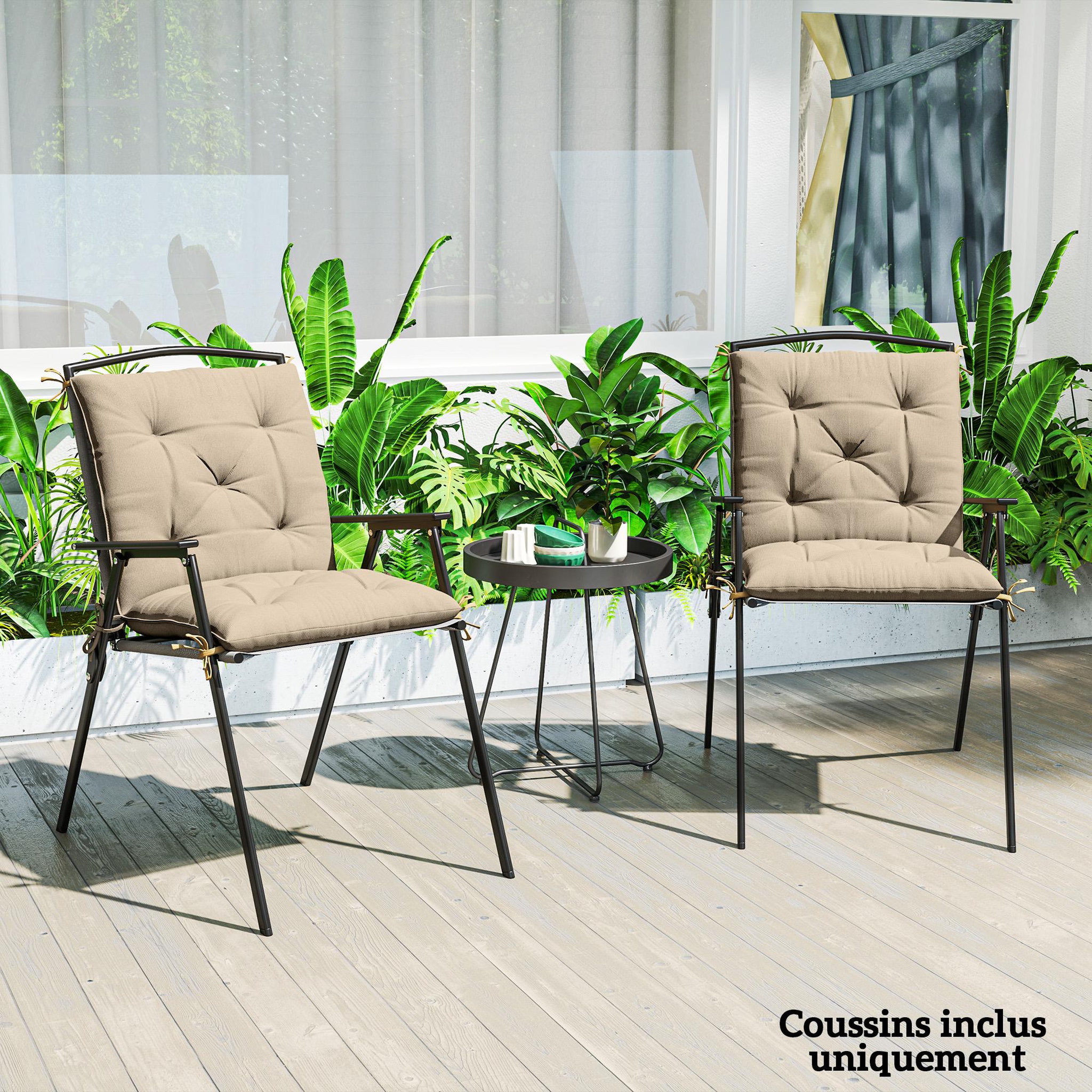 Voir la diapositive 4 : OUTSUNNY Lot de 2 coussins matelas assise dossier 2 en 1 pour chaise fauteuil grand confort 98L x 50l x 8H cm beige