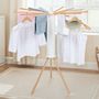 Voir la diapositive 2 : ID MARKET Séchoir à linge à rayons rotatif et pliable capacité 21M blanc et bois