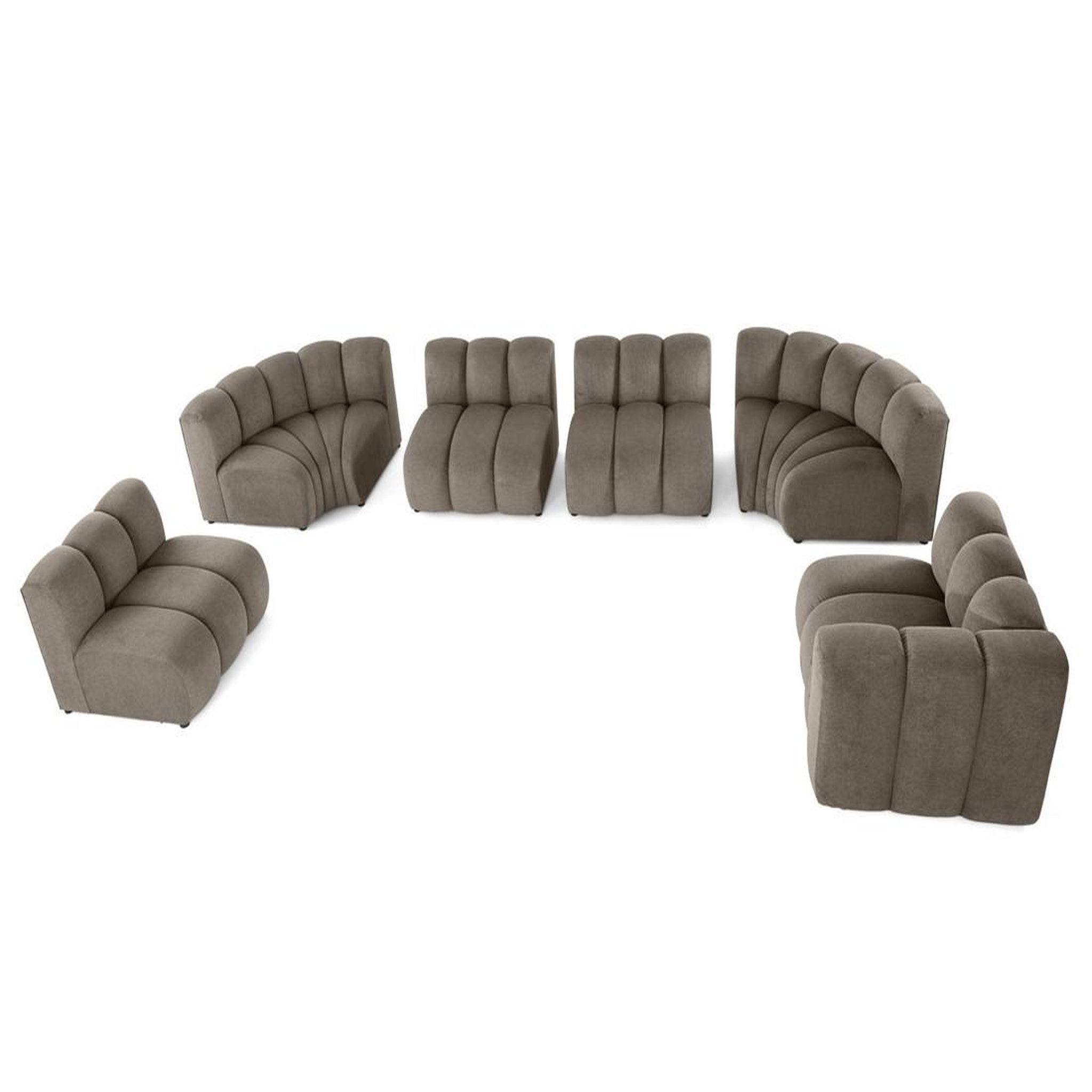 Voir la diapositive 2 : LISA DESIGN Debbie - canapé modulable panoramique d'angle gauche 7 places en tissu texturé