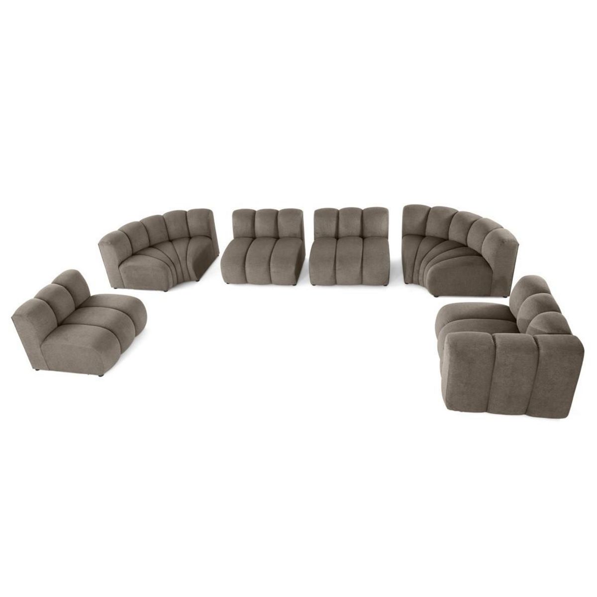 LISA DESIGN Debbie - canapé modulable panoramique d'angle gauche 7 places en tissu texturé