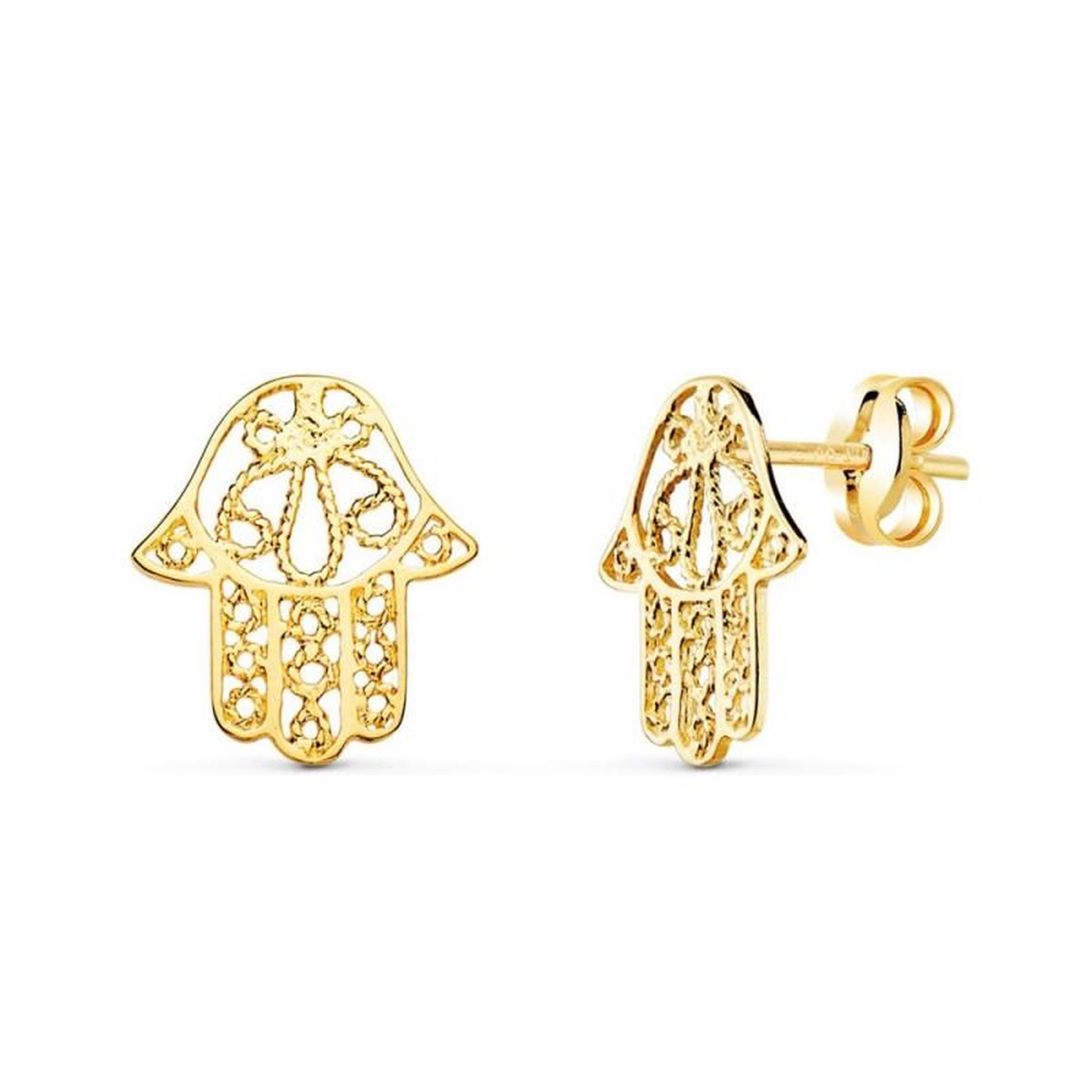 L'ATELIER D'AZUR Boucles d'Oreilles Or 18 Carats 750/000 Jaune - Main de Fatma - Femme