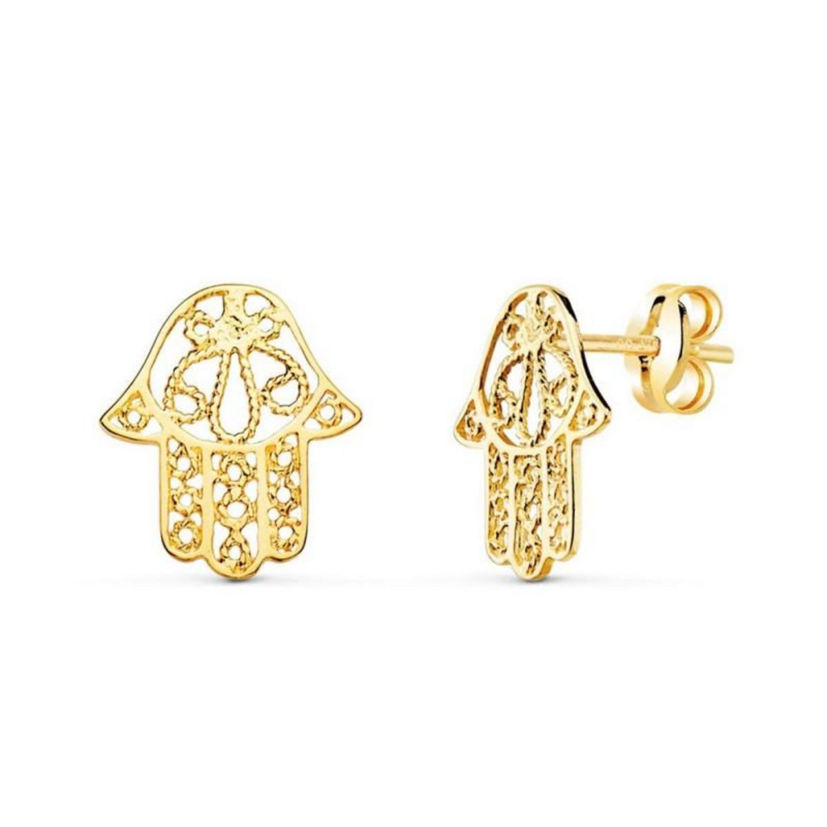 L'ATELIER D'AZUR Boucles d'Oreilles Or 18 Carats 750/000 Jaune - Main de Fatma - Femme