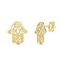 Voir la diapositive 1 : L'ATELIER D'AZUR Boucles d'Oreilles Or 18 Carats 750/000 Jaune - Main de Fatma - Femme