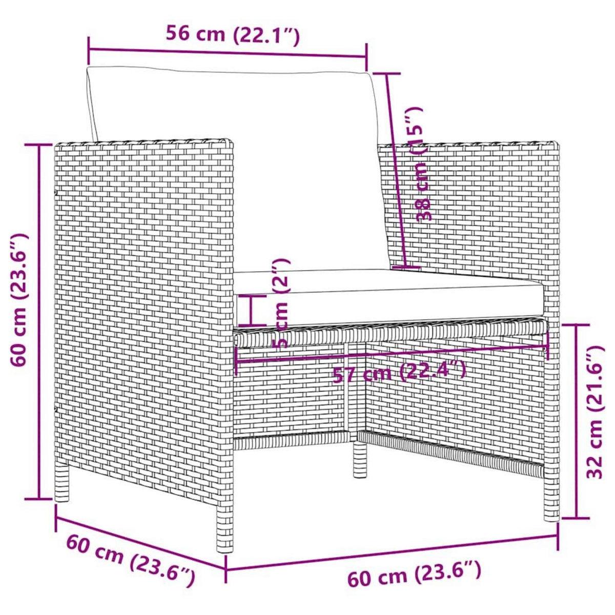 VIDAXL Canape de jardin avec coussins Gris Resine tressee