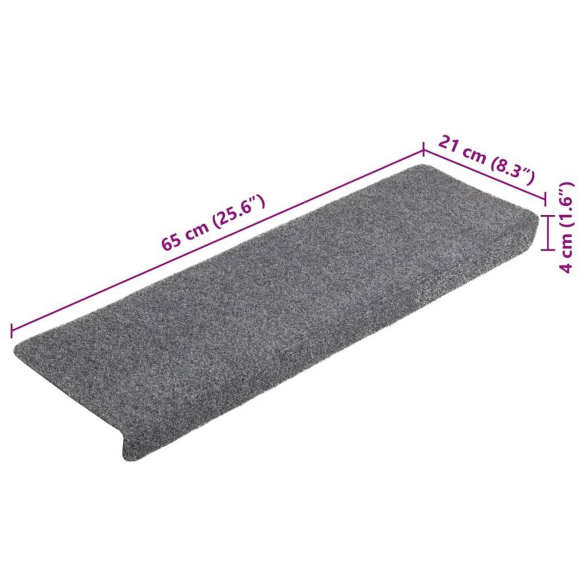 VIDAXL Tapis de marches d'escalier 5 pcs Gris 65x21x4 cm Aiguillete