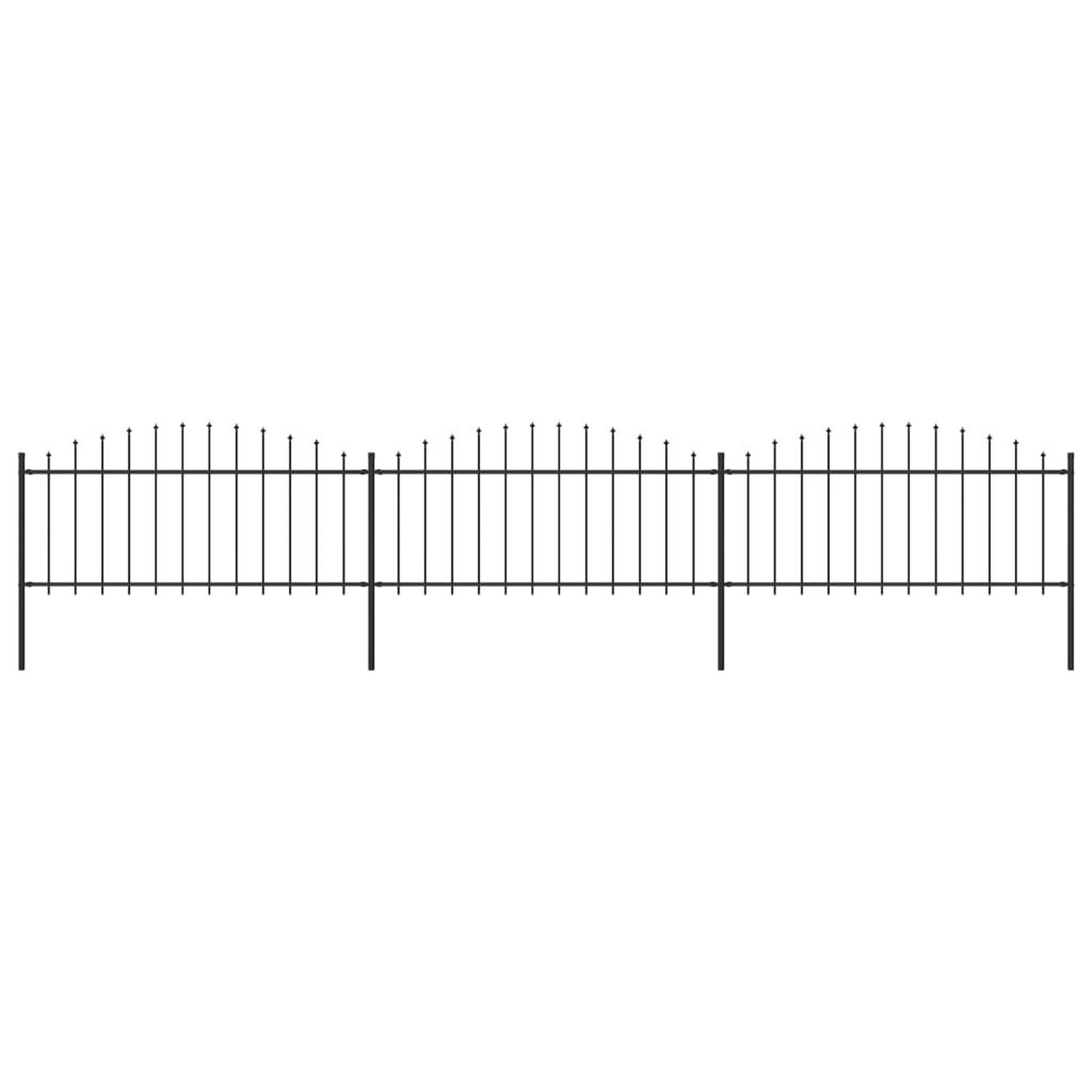VIDAXL Cloture de jardin a dessus en lance Acier (0,5-0,75)x5,1 m Noir