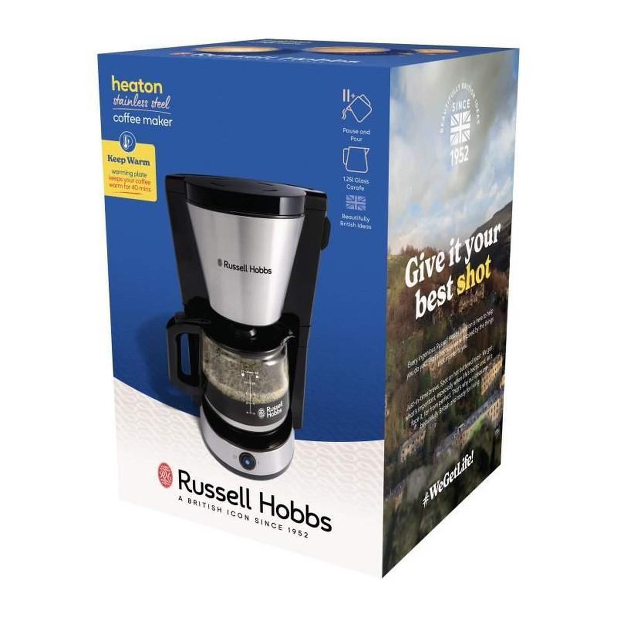 Voir la diapositive 6 : Russell Hobbs Cafetiere - RUSSELL HOBBS - HEATON - 1,25 L - Noir / Inox