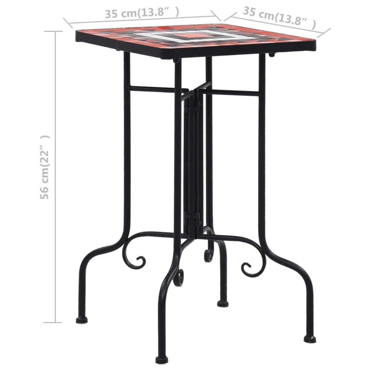 VIDAXL Table de bistro mosaïque Terre cuite et blanc Ceramique