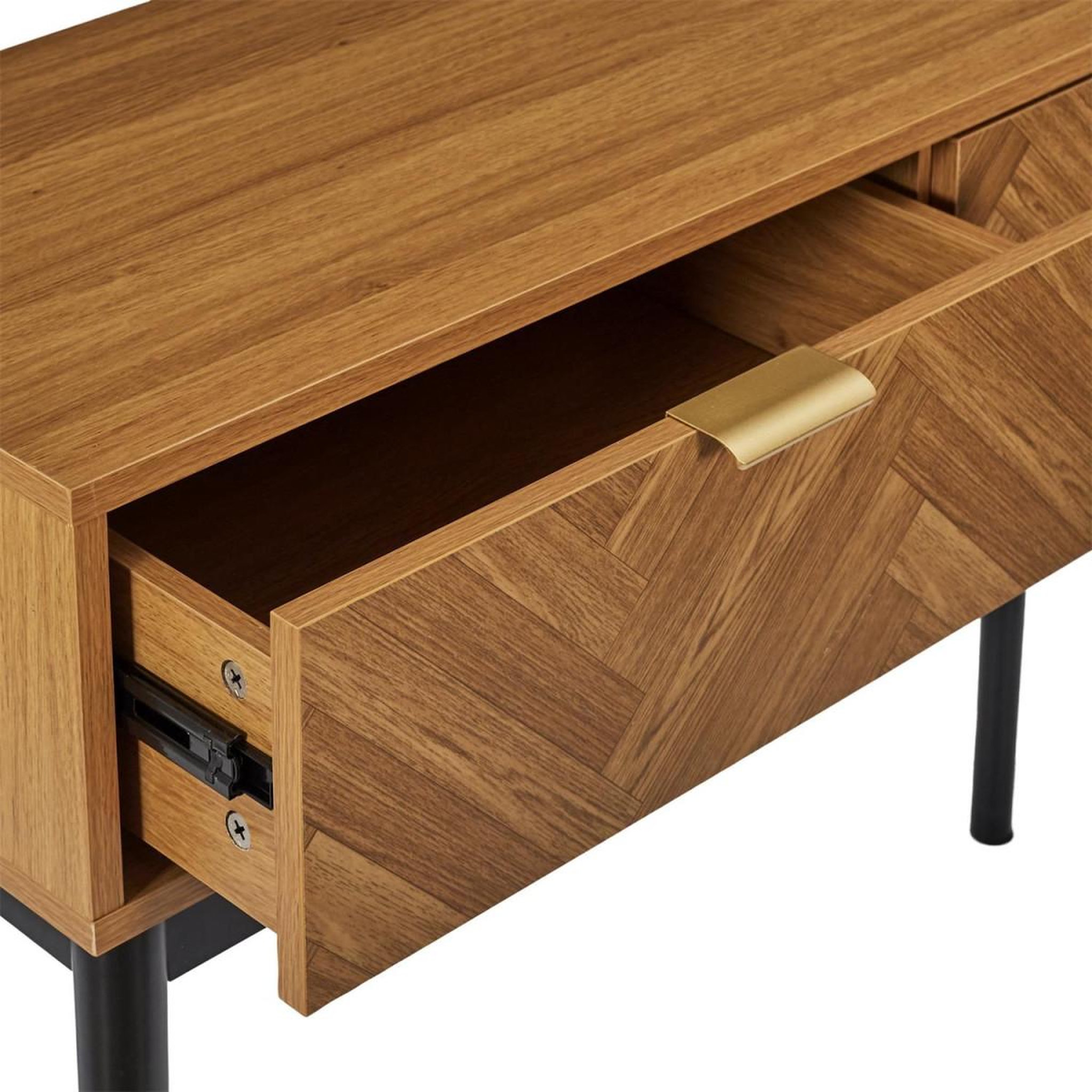 Voir la diapositive 6 : The Home Deco Factory Console design 2 tiroirs  felix  100cm marron