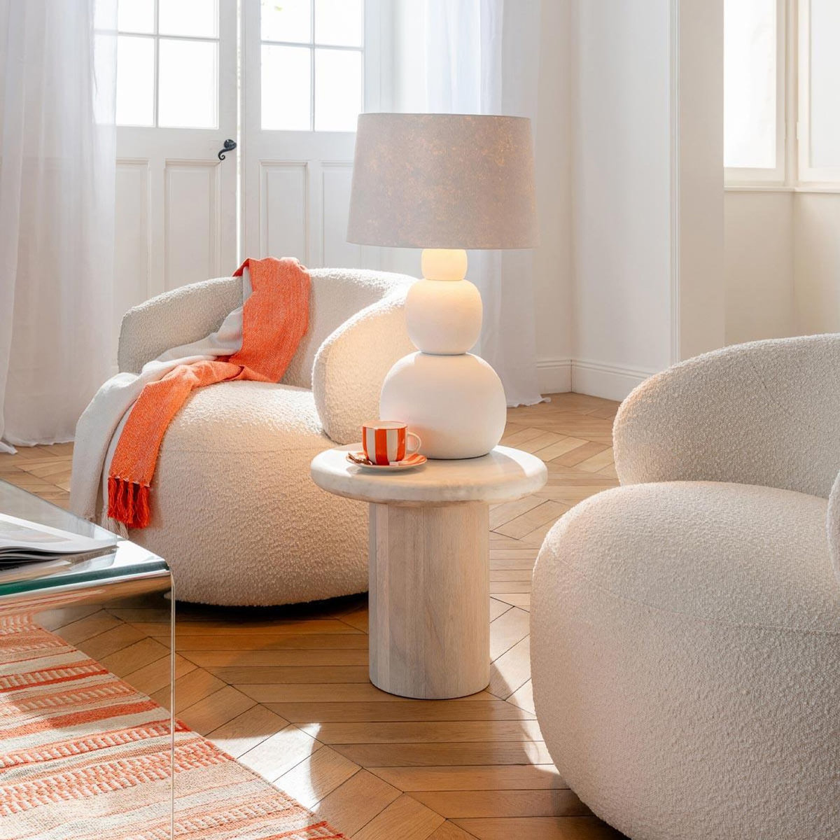 Paris Prix Lampe à Poser en Céramique  Renee  67cm Blanc