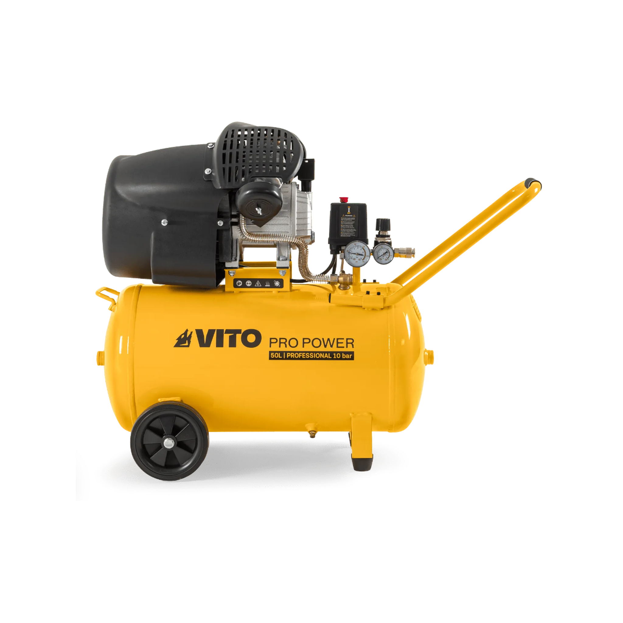 VITO Compresseur d'air 50L 10Bar 3CV 2200W Bi-cylindre 145 Psi, sur roues Ateliers et Chantiers VITO
