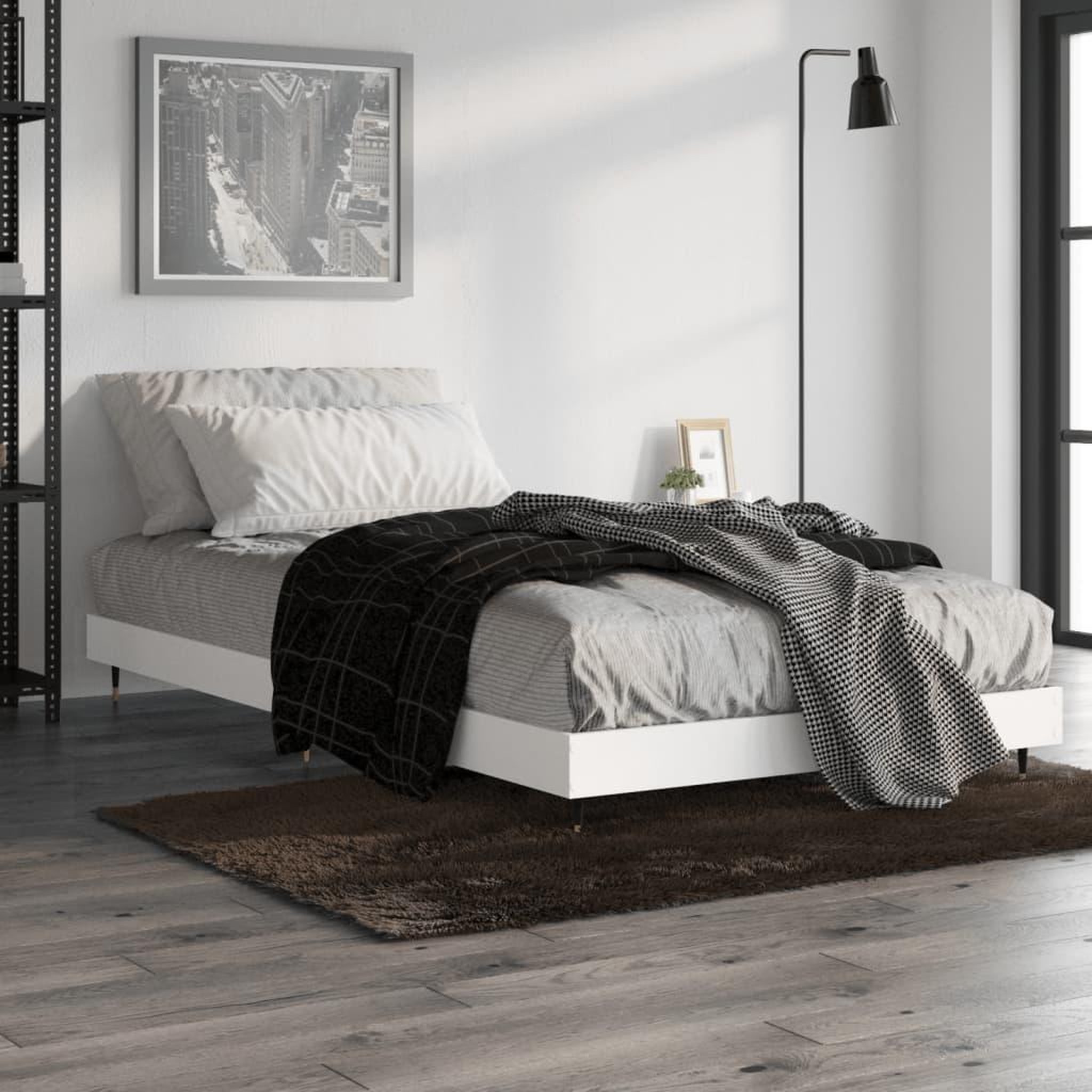 VIDAXL Cadre de lit sans matelas blanc 90x200 cm bois d'ingenierie