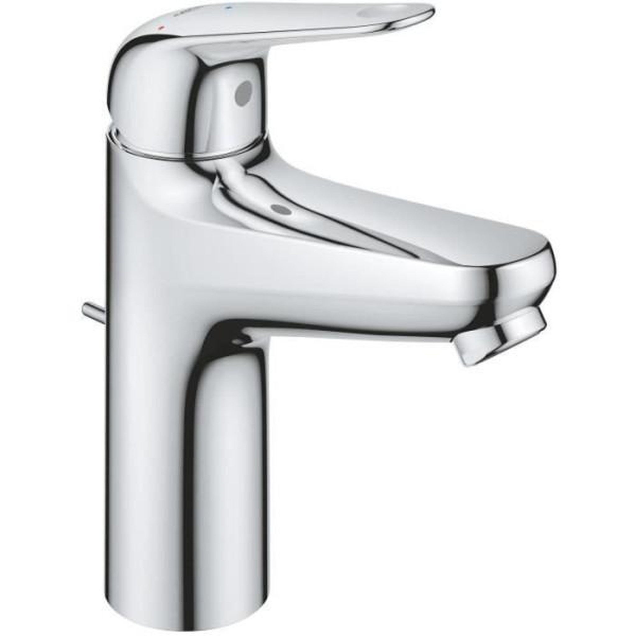 Grohe Mitigeur monocommande lavabo - GROHE Swift - 24328001 - Chromé - Taille M - Ouverture Eau Froide - Economie d'eau -Tirette et v