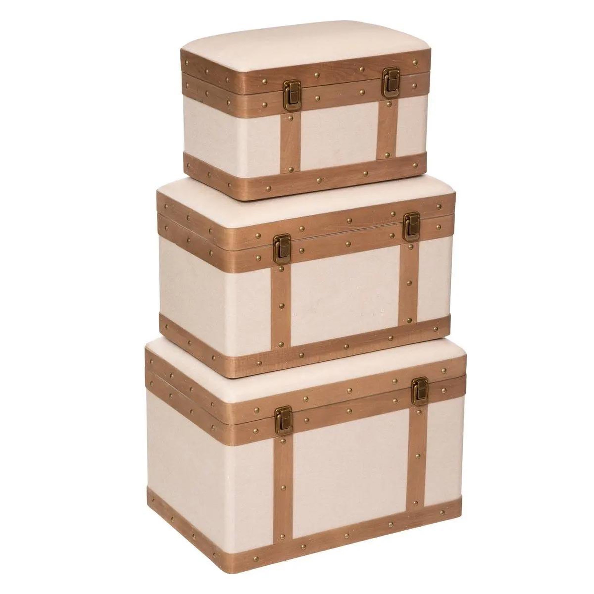 ATMOSPHERA Lot de 3 Malles Vintage  Norah  50cm Lin