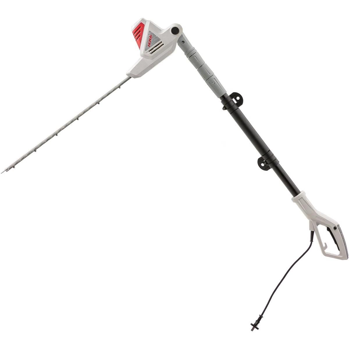 Ikra Taille Haie Télescopique filaire 600W - Lame de coupe 59 cm Coupe 51 cm Taille Haie sur perche réglable 1.95 - 2.40 m IKRA