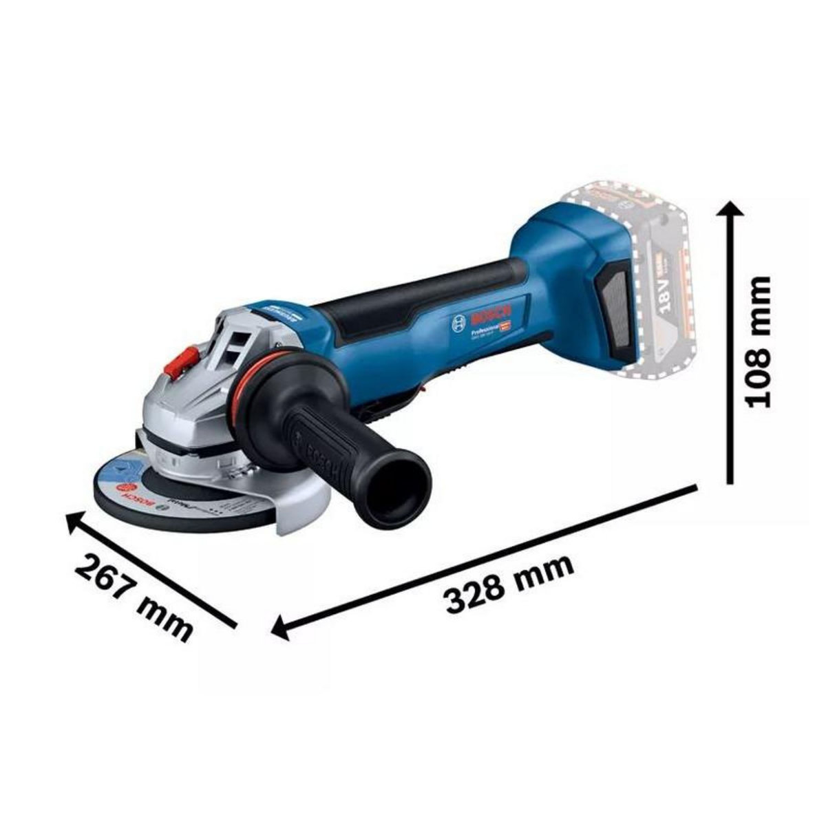 BOSCH Meuleuse 125mm 18V GWS 18V 10 P Professional (sans batterie ni chargeur) + coffret L BOXX BOSCH 06019J4102