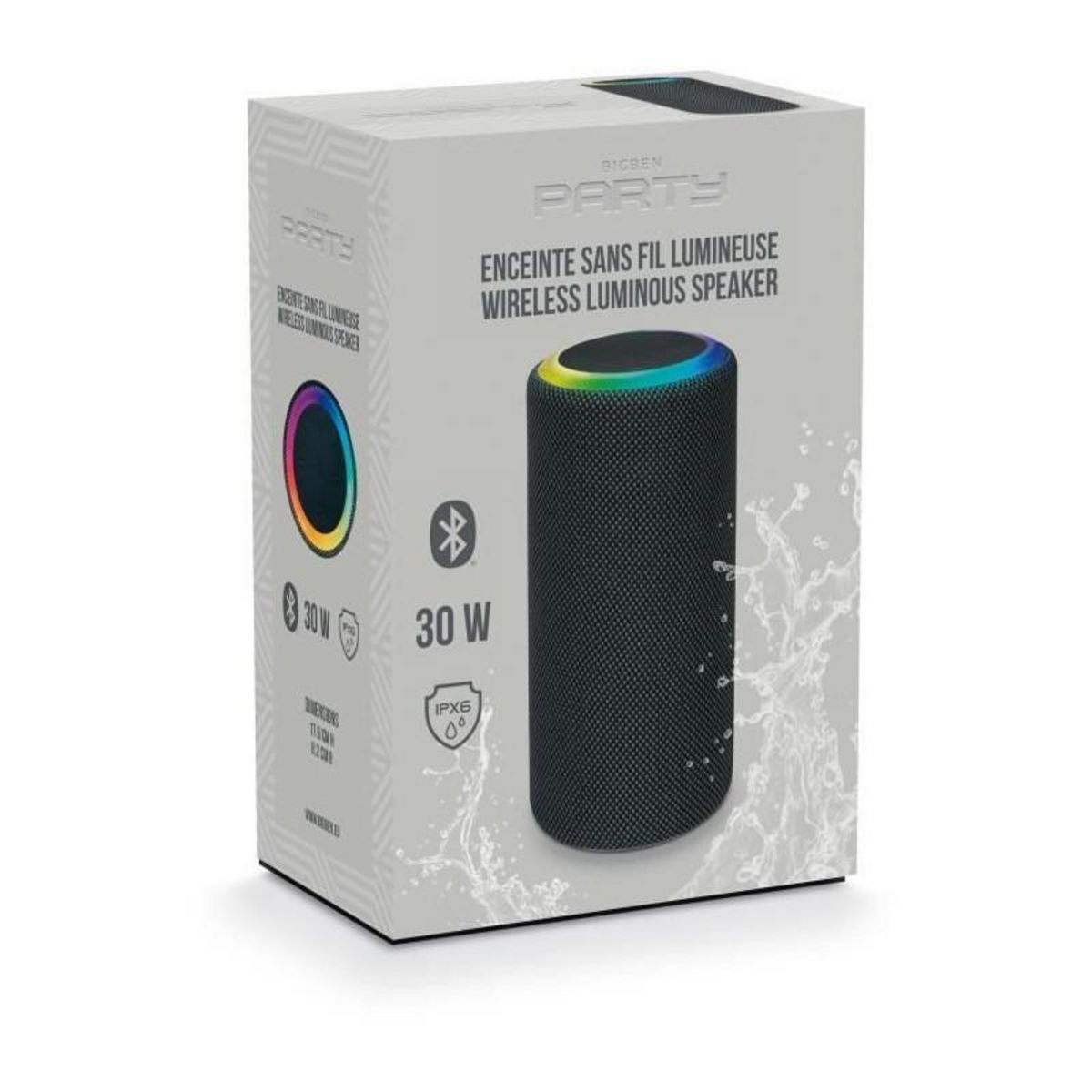 BIGBEN PARTY BIGBEN Party - Enceinte Bluetooth sans fil Mainstream 2 - Effets lumineux - IPX6 - 30W - USB-C