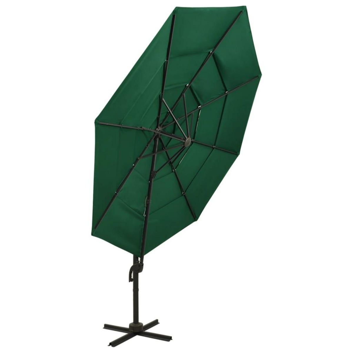 VIDAXL Parasol de jardin a 4 niveaux avec mat en aluminium vert 3x3 m