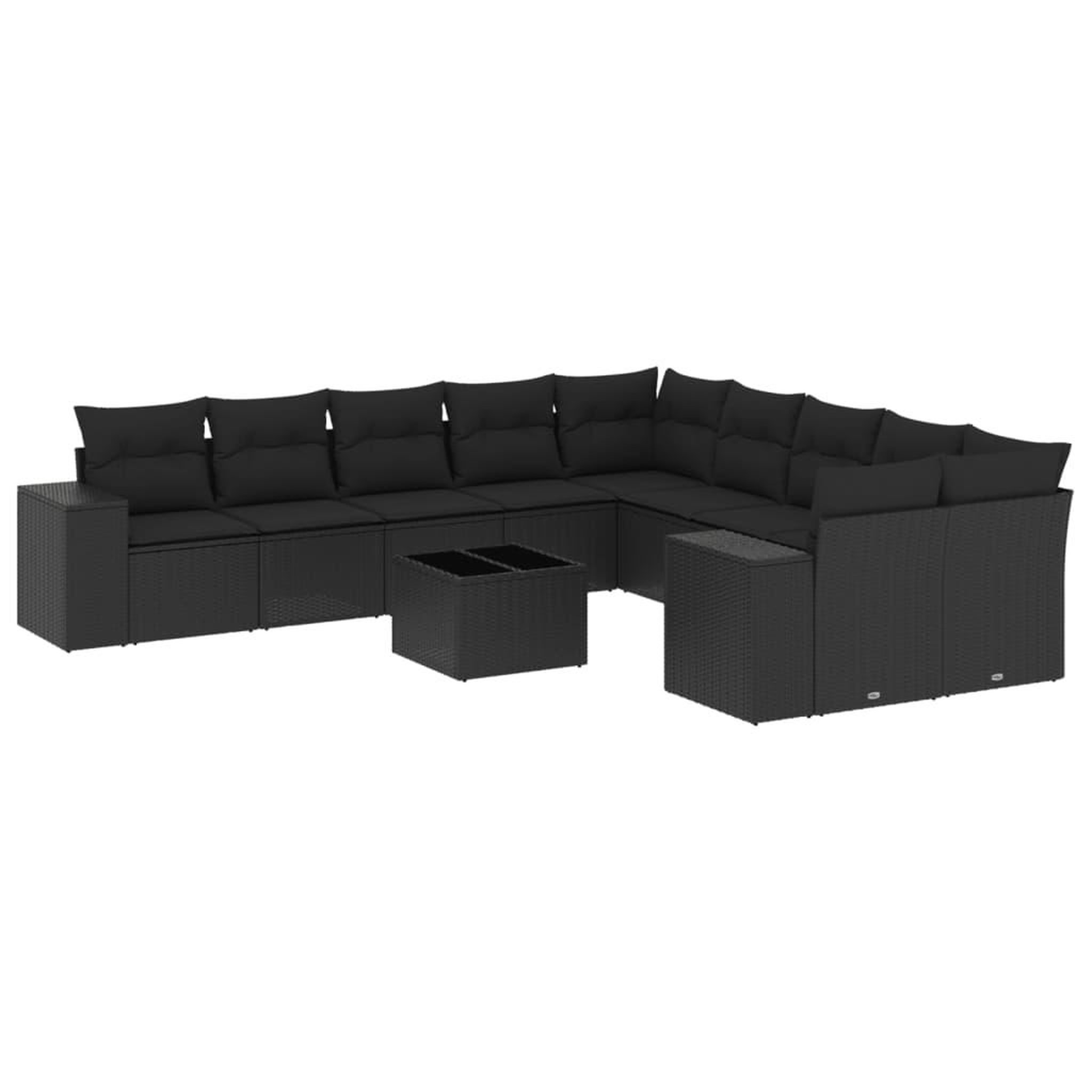 Voir la diapositive 2 : VIDAXL Salon de jardin 11 pcs avec coussins noir resine tressee