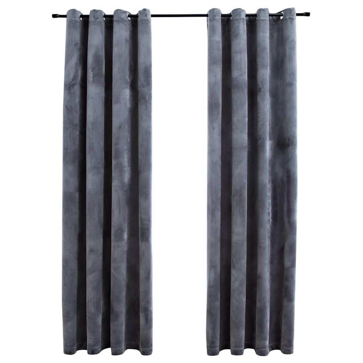 VIDAXL Rideaux occultants et anneaux 2pcs Velours Anthracite 140x225cm