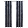 Voir la diapositive 2 : VIDAXL Rideaux occultants et anneaux 2pcs Velours Anthracite 140x225cm