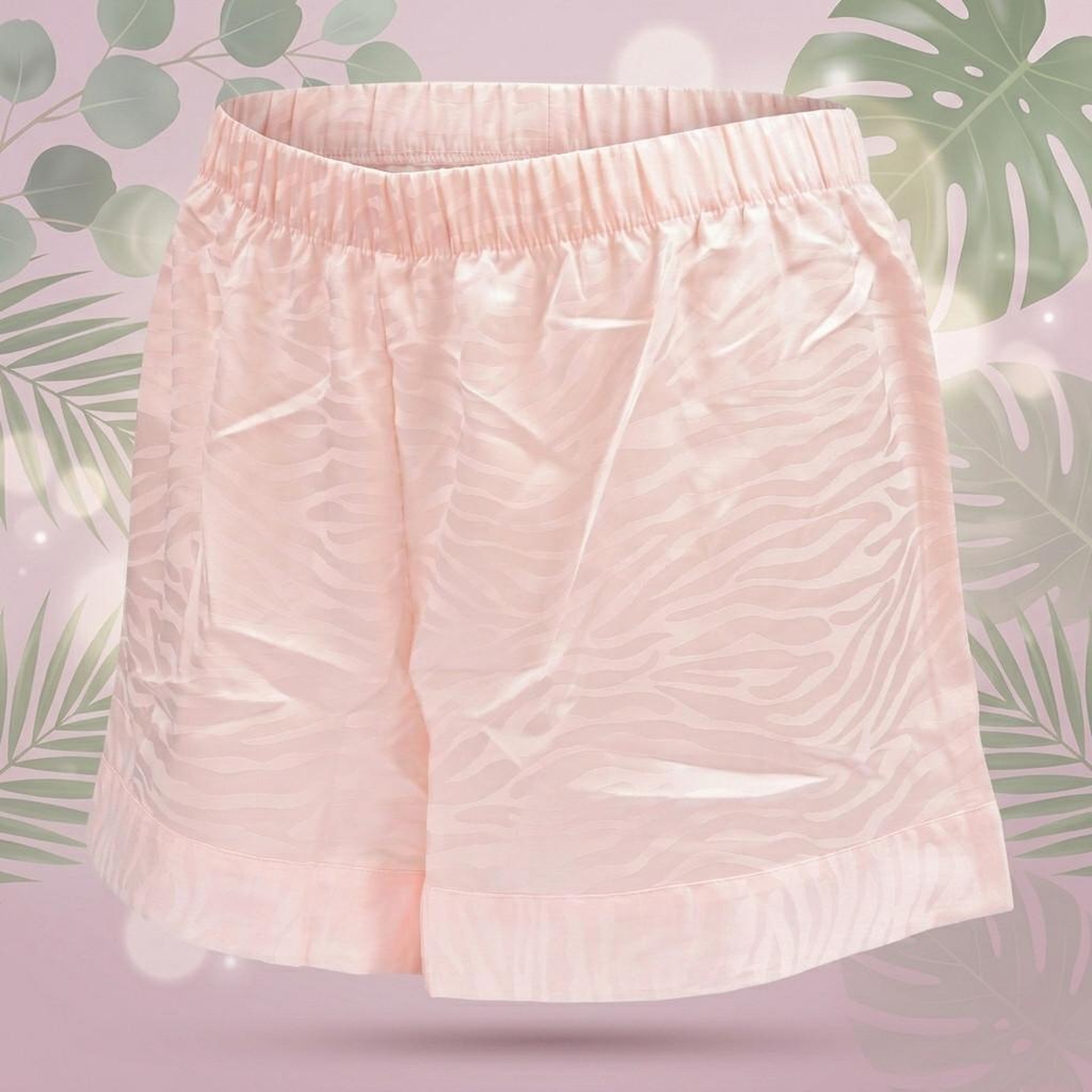 Voir la diapositive 5 : OZABI OZABI Pyjama Femme Short Satiné Boutonné Motif Zèbre Toucher Soie