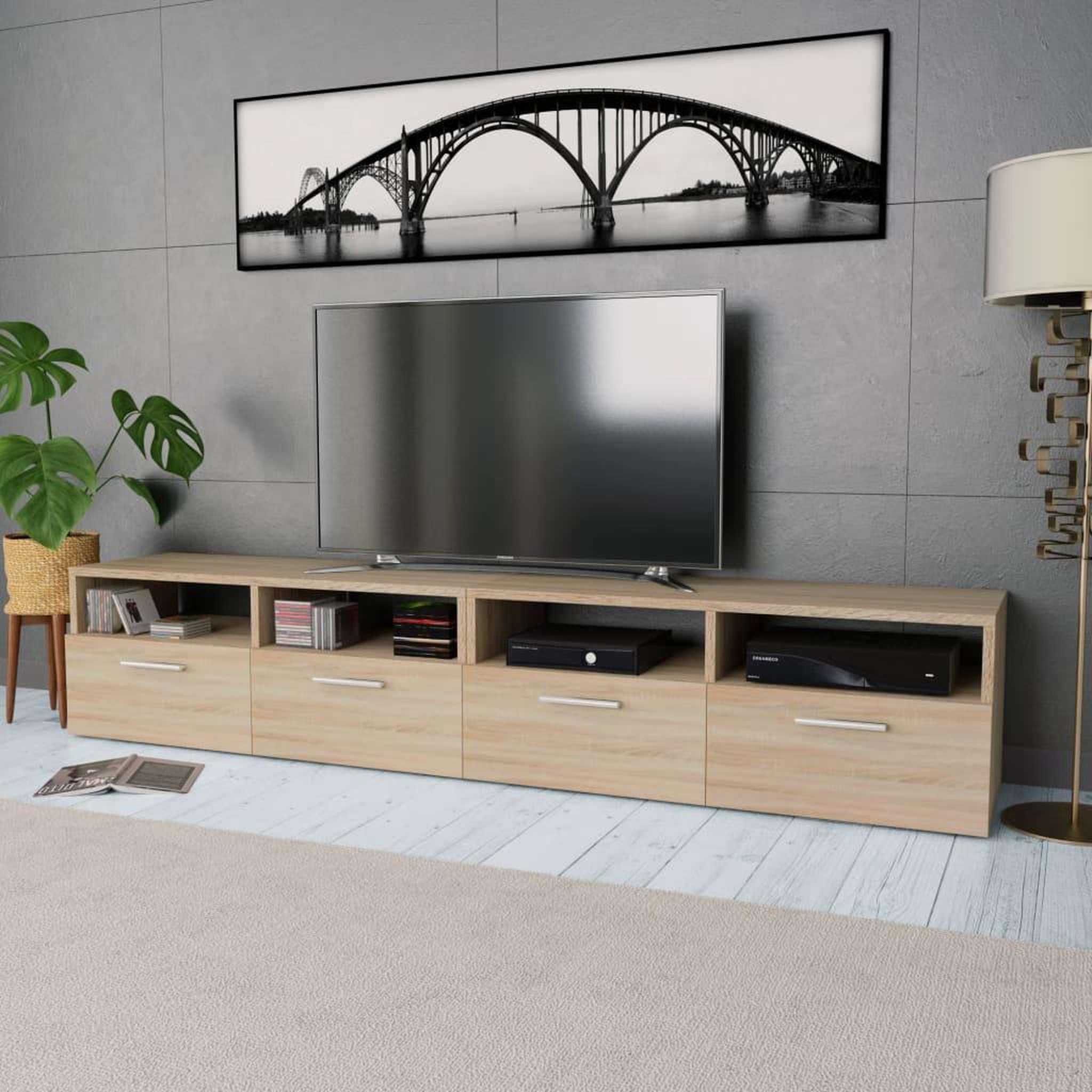 Voir la diapositive 1 : VIDAXL Meubles TV 2 pcs Bois d'ingenierie 95x35x36 cm Chene