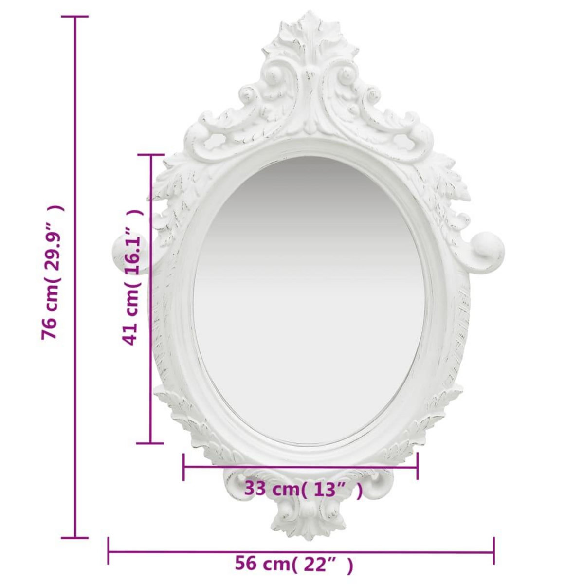 VIDAXL Miroir mural style chateau 56x76 cm Blanc