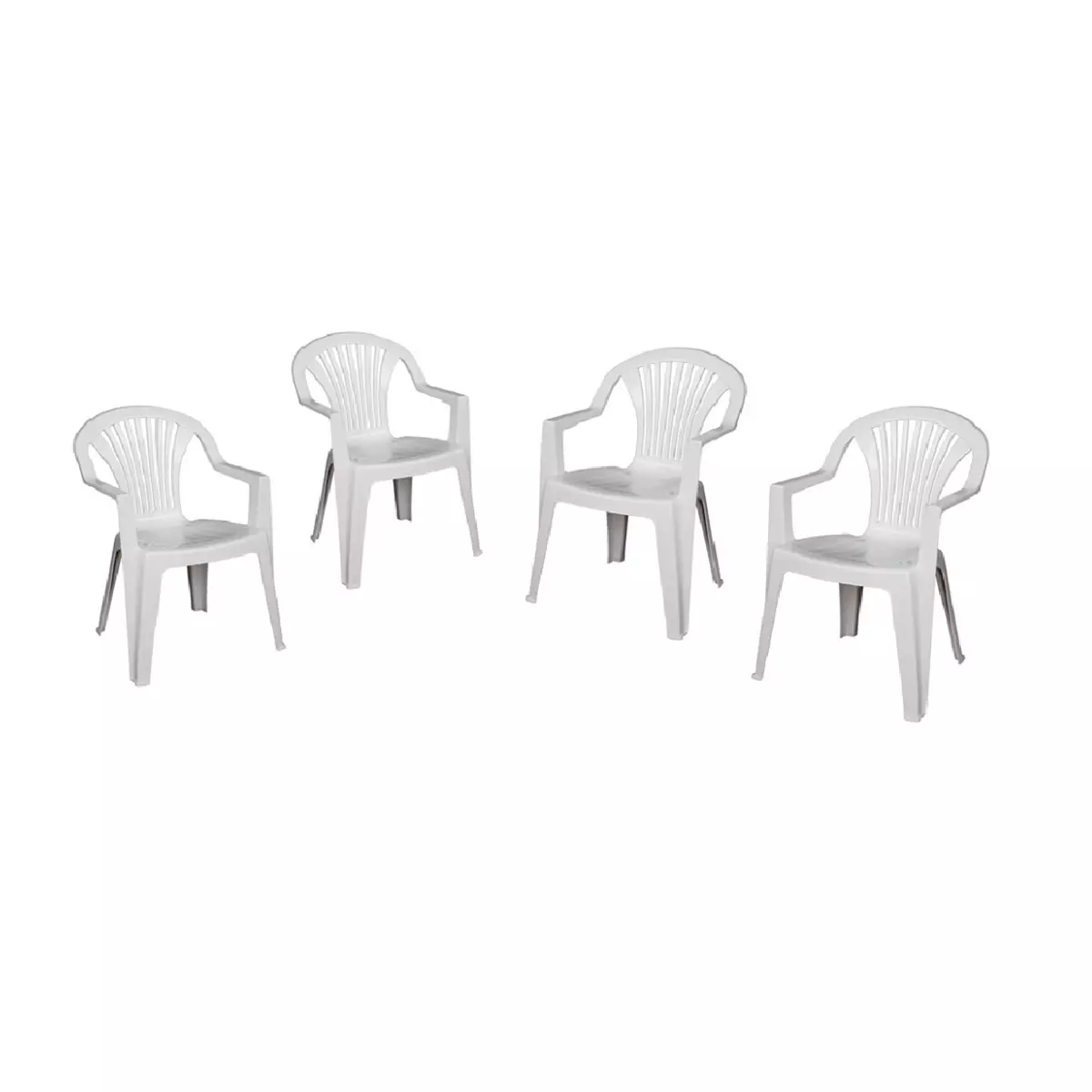 ARETA Lot de 4 fauteuils de jardin - Résine - Blanc - LIDO