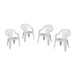 ARETA Lot de 4 fauteuils de jardin - Résine - Blanc - LIDO