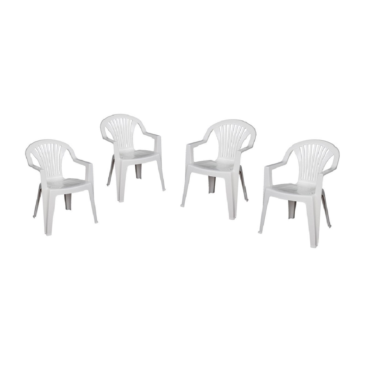 ARETA Lot de 4 fauteuils de jardin - Résine - Blanc - LIDO